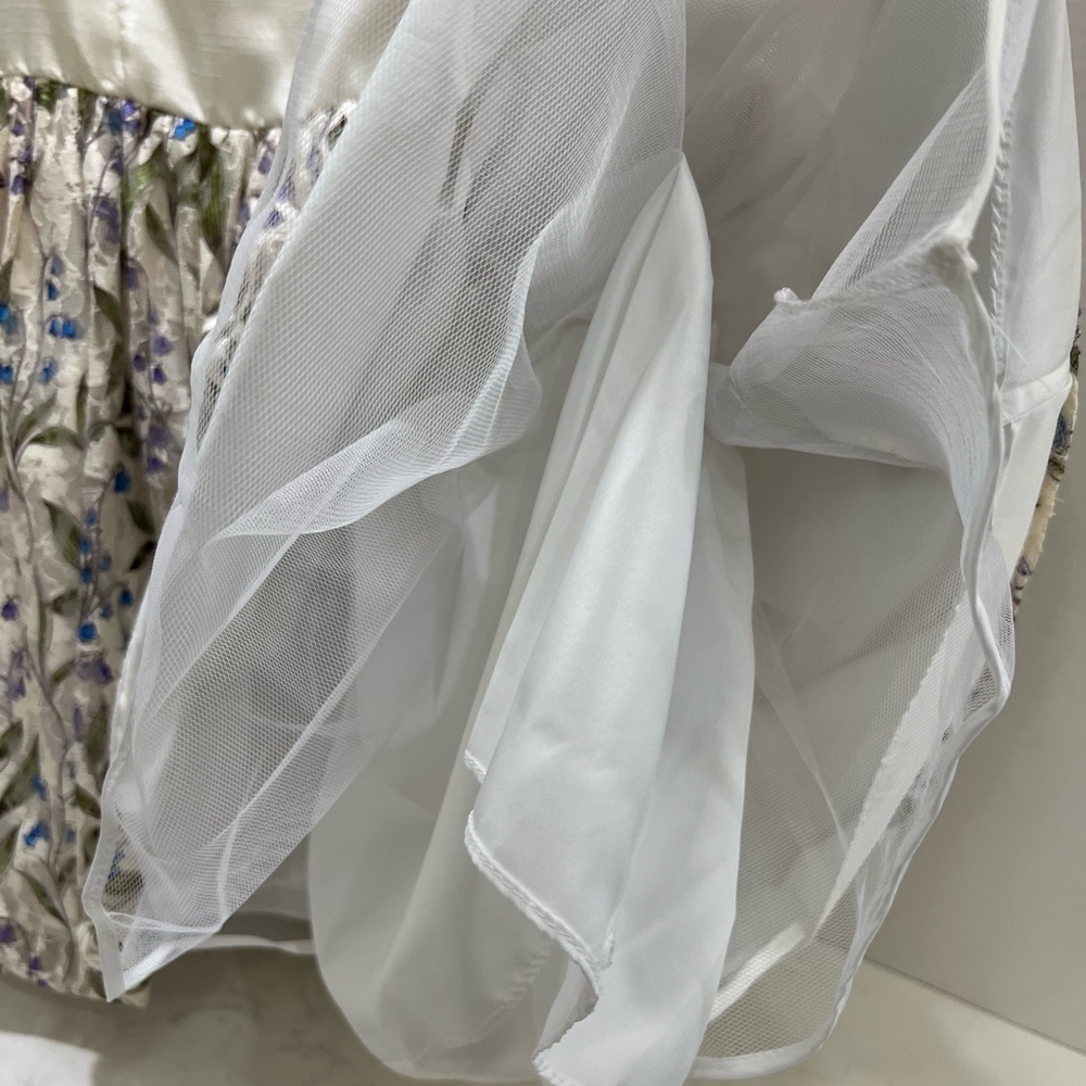 Badgley Mischka Kids Dress in Cream and Blue Floral - Picture 11 of 12